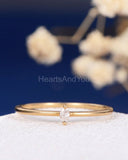 0.1ct Marquise Cut Simulated Diamond Minimalist Ring 14k Yellow Gold Plated