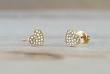 1ct Round Cut VVS1D Diamond Cluster Heart Stud Earrings 14k Yellow Gold Finish