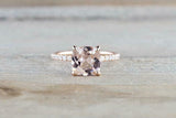 1.3ct Cushion Cut Peach Morganite Engagement Ring 14k Rose Gold Over Hidden Halo