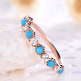 2ct Wedding Band Round Cut Diamond Turquoise Half Eternity 14k Rose Gold Finish