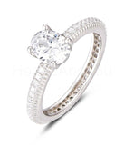 2.2ct Oval Simulated Diamond Pave Accents Engagement Ring 14k White Gold Plated