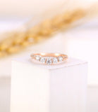 0.35ct Round Cut Moissanite Five Stone Women Wedding Band 14k Yellow Gold Plated