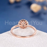 1.5ct Round Cut Simulated Peach Morganite Floral Halo Ring 14k Rose Gold Plated