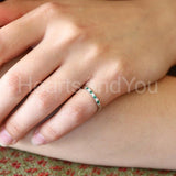 0.12ct Round Cut Simulated Emerald Minimalist Wedding Band 14k White Gold Plated