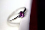 0.3ct Engagement Ring Oval Cut Amethyst Trilogy Minimalist 14k White Gold Finish