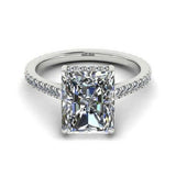 2.5ct Radiant Cut VVS1 D Diamond Solitaire Engagement Ring 14k White Gold Finish