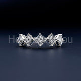 0.4ct Asscher Simulated Diamond Five Stone Wedding Band 14k White Gold Plated