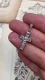 1ct Round Cut Moissanite Holy Cross Pendant 14k White Gold Plated NO CHAIN