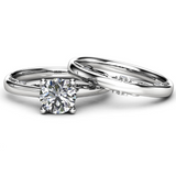 1ct Round Cut Diamond Engagement Ring 14k White Gold Finish Unique Bridal Set