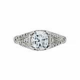 2.2ct Cushion Cut Diamond Vintage Milgrain Bridal Set Ring 14k White Gold Finish