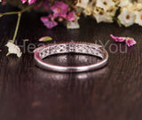 0.5ct Round Moissanite Eternity Dainty Stacking Wed Band 14k White Gold Plated