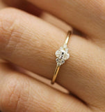 1.2ct Oval Cut Diamond Engagement Ring Petite Minimalist 14k Yellow Gold Finish