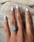 2.2ct Radiant Cut Simulated Diamond Halo Engagement Ring 14k White Gold Plated
