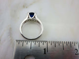 1.7ct Round Cut Blue Sapphire Engagement Ring Split Shank 14k White Gold Finish