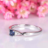 0.35ct Princess Blue Sapphire Anniversary Wedding Ring Band 14k White Gold Over