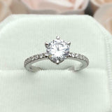 1.66ct Engagement Ring Round Cut Diamond Hidden Halo Design 14k WhiteGold Finish
