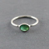 1ct Oval Green Emerald Bezel Set Solitaire Engagement Ring 14k White Gold Finish