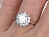 Flower Solitaire Engagement Ring 2.1ct Round Cut Diamond 14k White Gold Finish