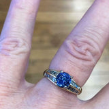 4ct Engagement Ring Round Cut Blue Sapphire Cocktail 14k Yellow Gold Finish