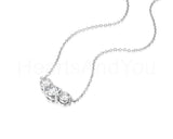 2ct Round Cut Moissanite Three Stone Pendant with Chain 14k White Gold Plated