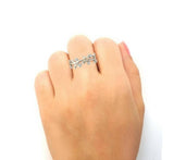 1ct Round Cut Diamond Wedding Ring Band Floral Leaf Inspired 14k White Gold Over