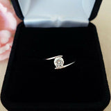 1ct Round Cut Diamond on Tension Solitaire Engagement Ring 14k White Gold Finish