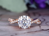 1.6ct Round Cut Diamond Engagement Ring Infinity Promise 14k Rose Gold Finish