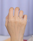 0.4ct Round Cut Moissanite Art Deco Chevron Engagement Ring 14k WhiteGold Plated
