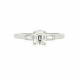 1ct Asscher Diamond Engagement Ring Baguette Accents Trilogy 14k White Gold Over
