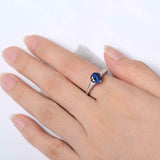 2.1ct Round Cut Blue Sapphire Solitaire with Accent Ring 14k White Gold Finish
