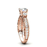 2ct Round Cut Diamond Filigree Solitaire Round Accent Ring 14k Rose Gold Finish