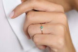 0.4ct Round Cut Green Emerald Two Stone Minimalist Ring 14k Yellow Gold Finish