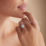 2.2ct Oval Simulated Diamond Halo Milgrain Engagement Ring 14k White Gold Plated