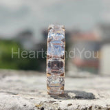 2.5ct Asscher Simulated Diamond Cocktail Eternity Wed Band 14k YellowGold Plated