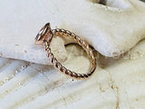 1ct Oval Cut Simulated Peach Morganite Twist Rope Ring 14k White Gold Plated