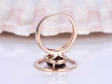 1.6ct Oval Cut Red Garnet Split Bridal Set Engagement Ring 14k Rose Gold Finish
