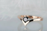 0.5ct Round Cut Black Diamond Engagement Ring Solitaire Curved 14k RoseGold Over