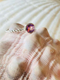 1ct Engagement Ring Oval Purple Amethyst Braided Solitaire 14k White Gold Finish