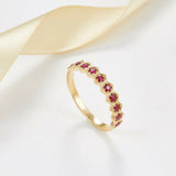 1ct Round Cut Pink Ruby Wedding Band Ring Hexagon Stackable 14k Yellow Gold Over