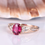 1.2ct Oval Cut Pink Ruby Infinity Solitaire Engagement Ring 14k Rose Gold Finish