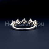 0.4ct Asscher Simulated Diamond Five Stone Wedding Band 14k White Gold Plated