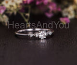 0.25ct Round Cut Moissanite Minimalist Engagement Ring 14k White Gold Plated