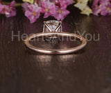 0.5ct Cushion Simulated Diamond Solitaire with Accents Ring 14k Rose Gold Plated
