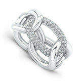 3.5ct Round Cut Diamond Wide Hollow Link Engagement Ring 14K White Gold Finish