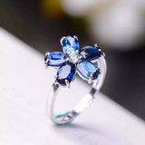 2.3ct Engagement Ring Oval Cut Blue Sapphire Floral 14k White Gold Finish