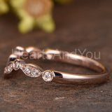 0.12ct Round Cut Moissanite Minimalist Women Wedding Band 14k Rose Gold Plated