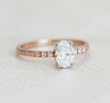 1ct Oval Cut Diamond Engagement Ring 14k Rose Gold Finish Accent with Solitaire