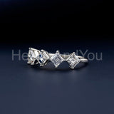 0.4ct Asscher Simulated Diamond Five Stone Wedding Band 14k White Gold Plated