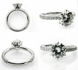 3.8ct Round Cut Diamond Accent Solitaire Engagement Ring 14K White Gold Finish