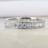 2.1ct Round Cut Moissanite Anniversary Women Wedding Band 14k White Gold Plated